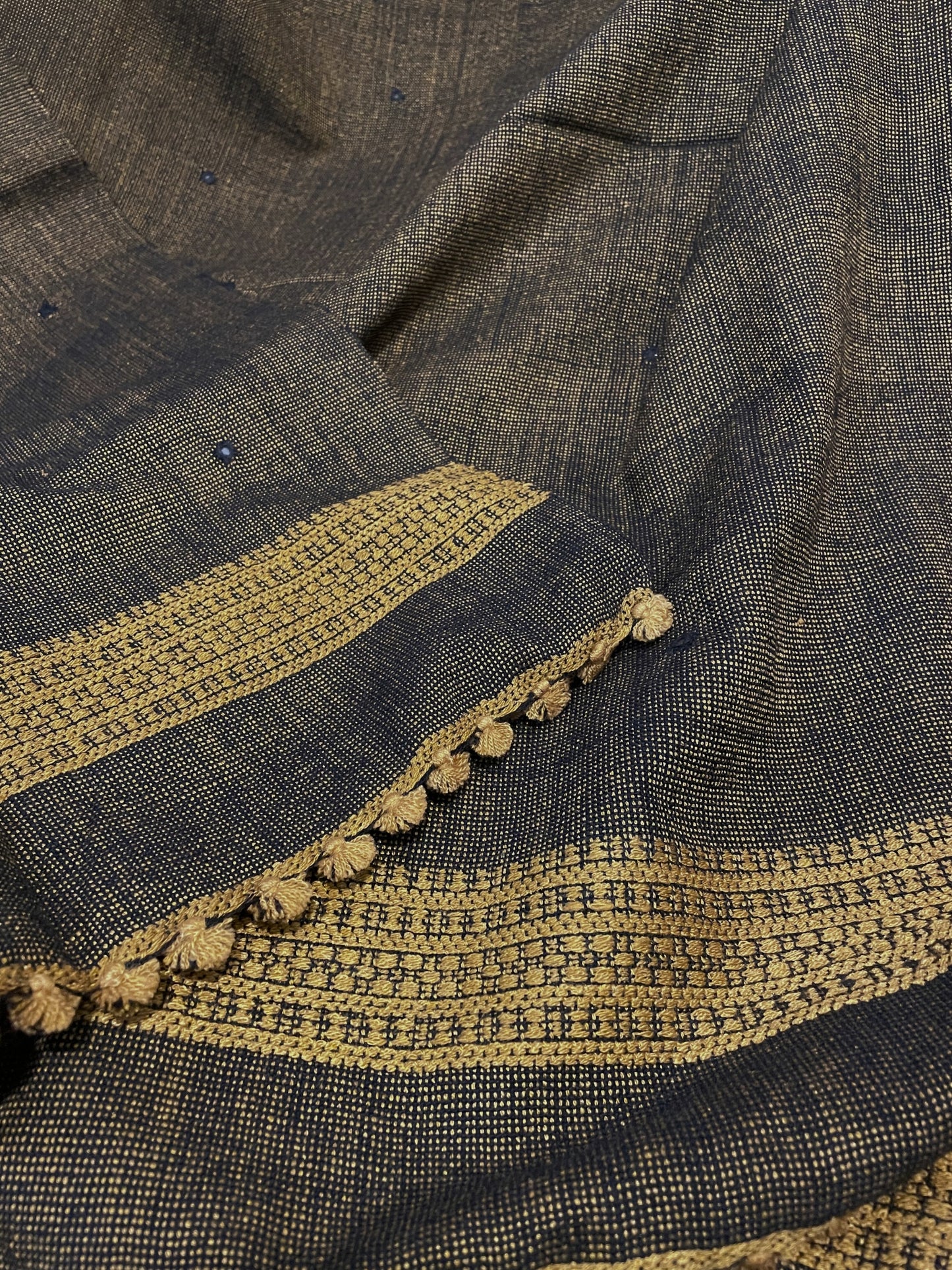 BROWN AND YELLOW BHUJODI SHAWL