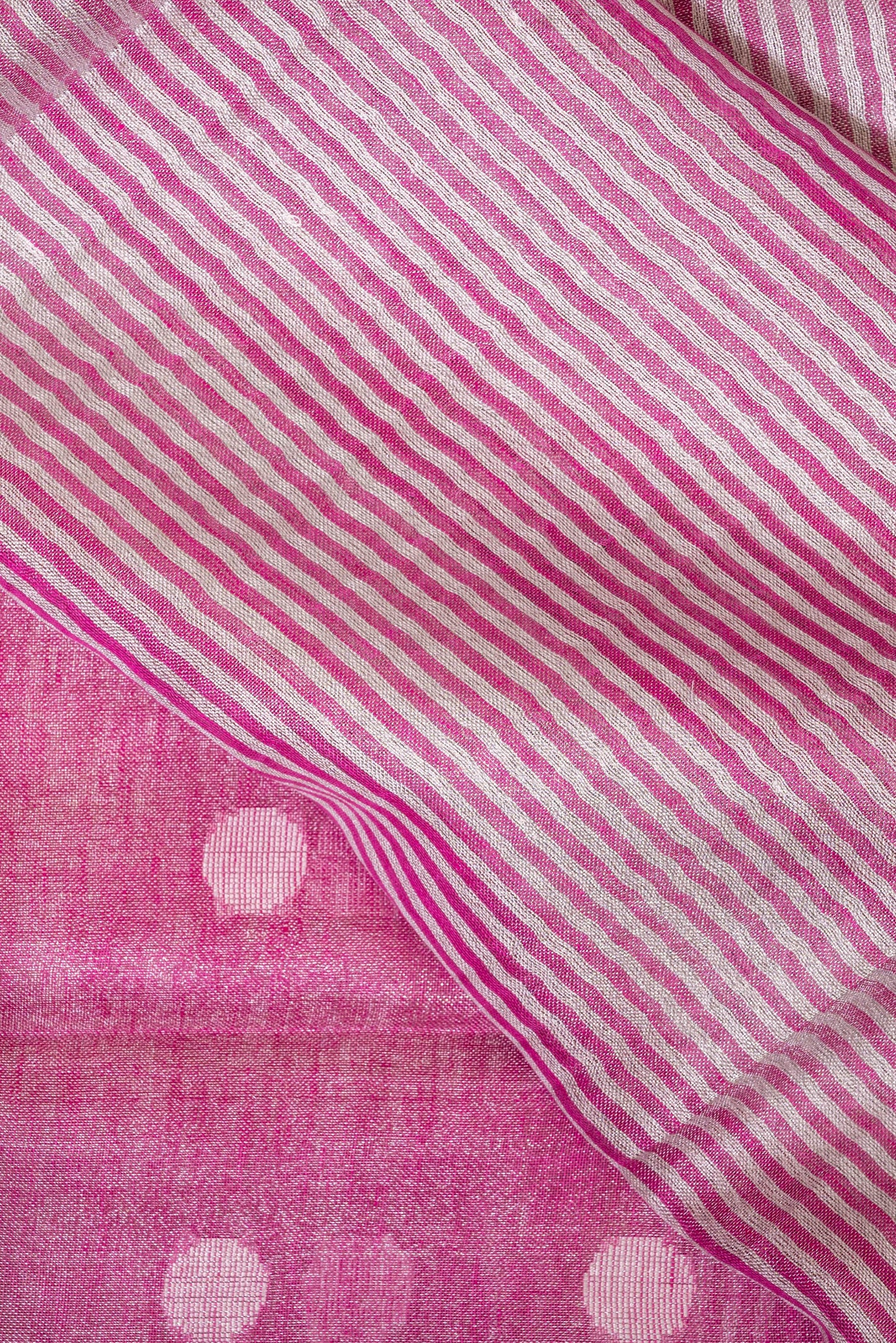 PINK SILVER BOOTI TISSUE LINEN SARI