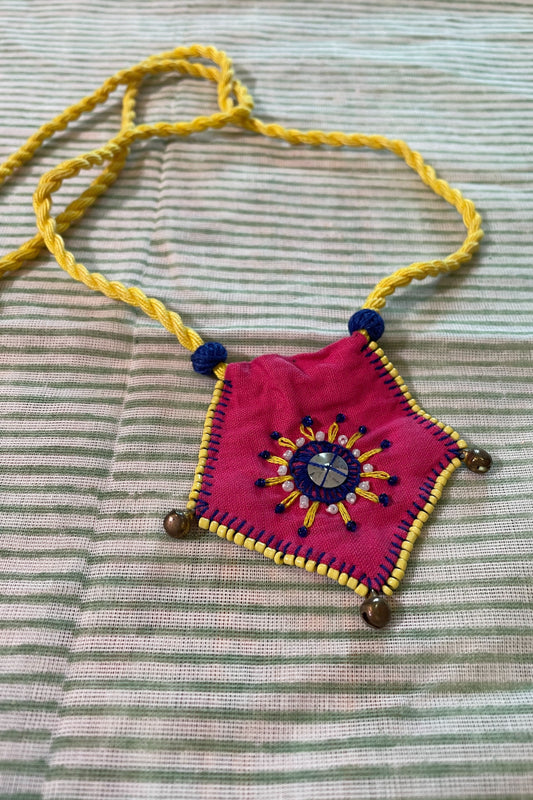 PINK FABRIC HAND EMBROIDERED NECK-PIECE