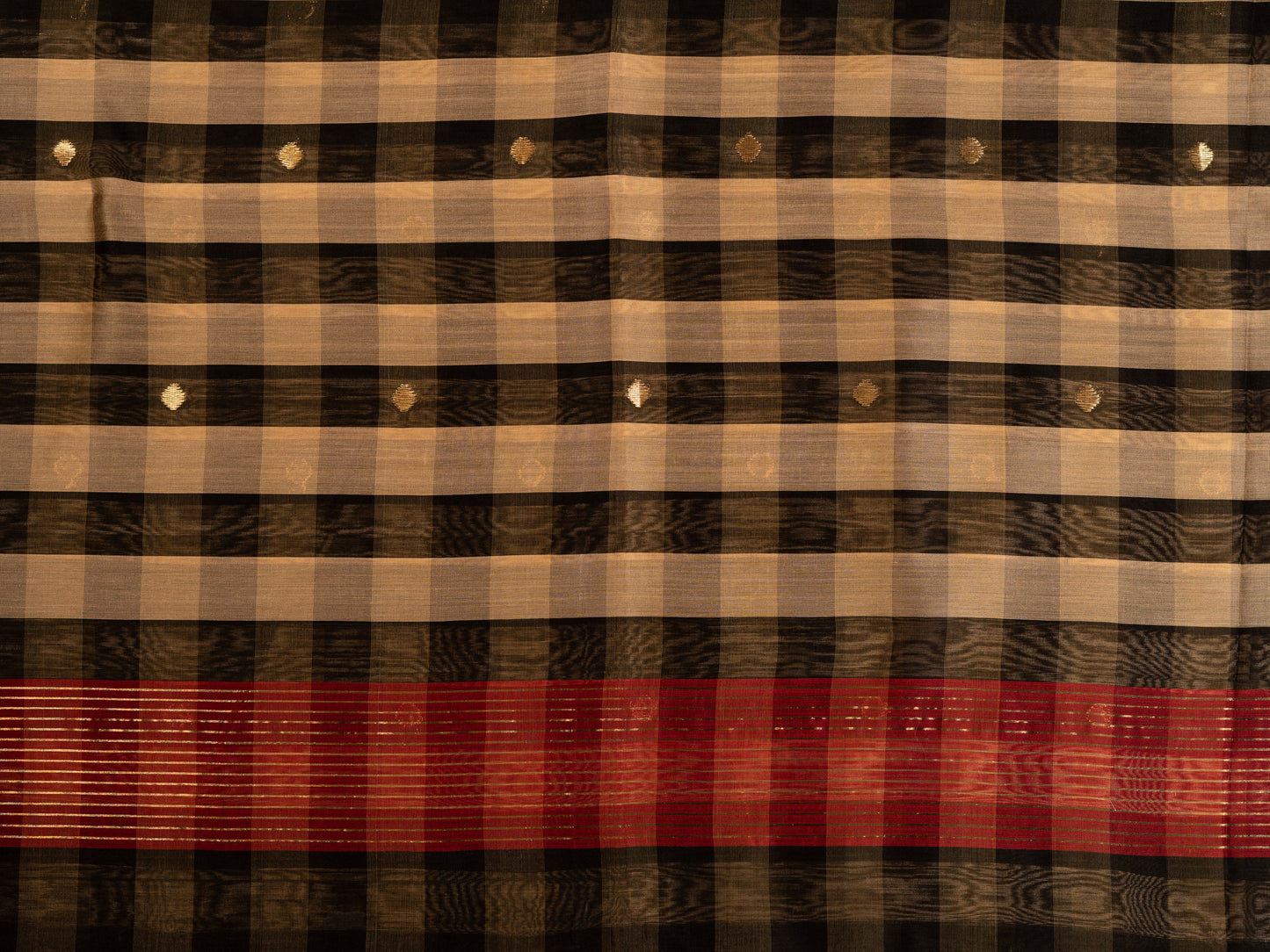 BLACK & RED CHECK MAHESHWARI HANDLOOM SARI