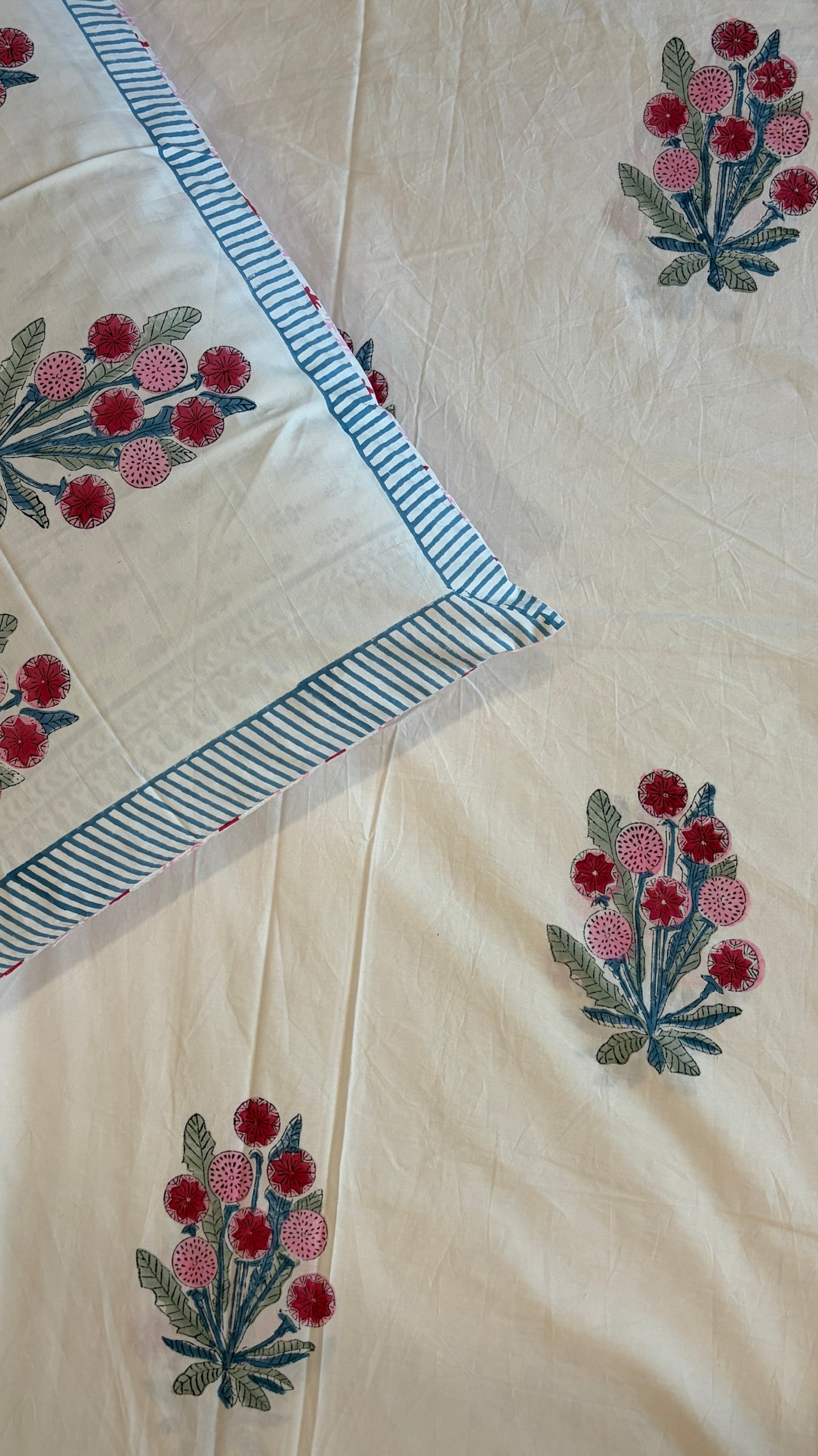 Off-White with Crimson Bedsheet