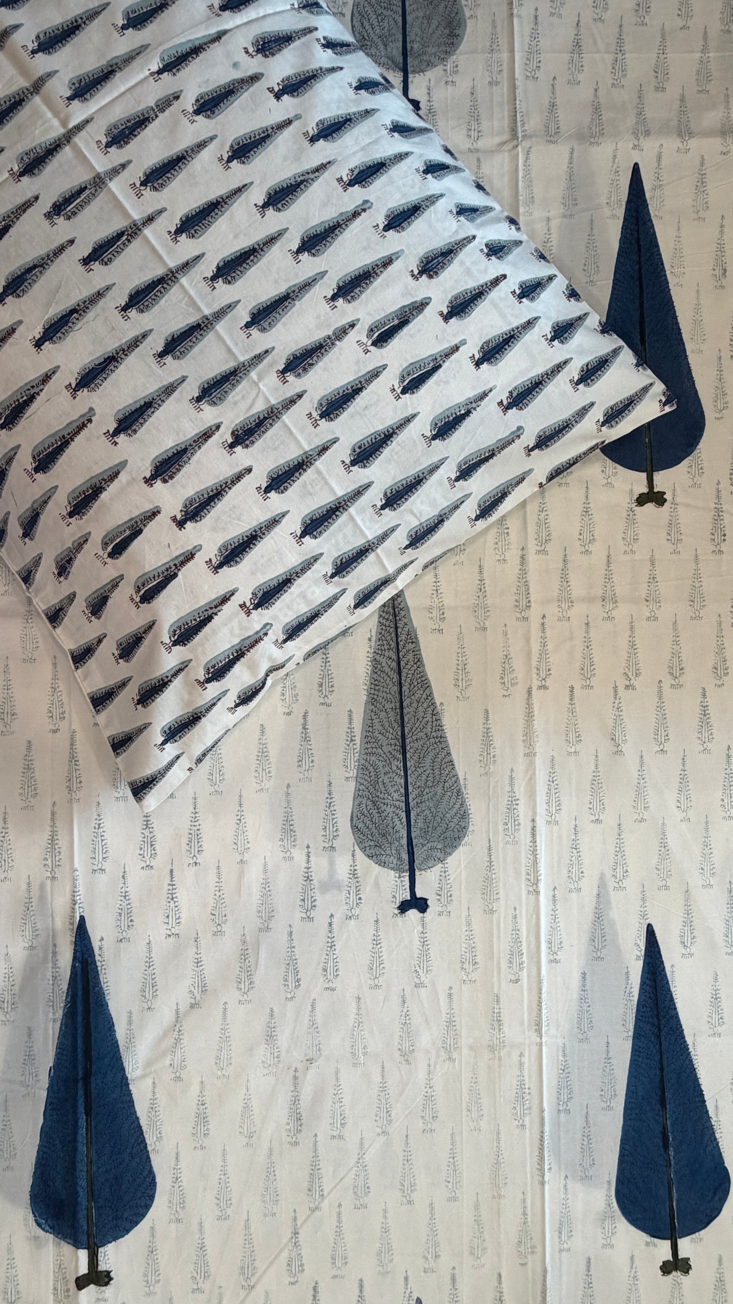 Off-White with Indigo Tree Bedsheet