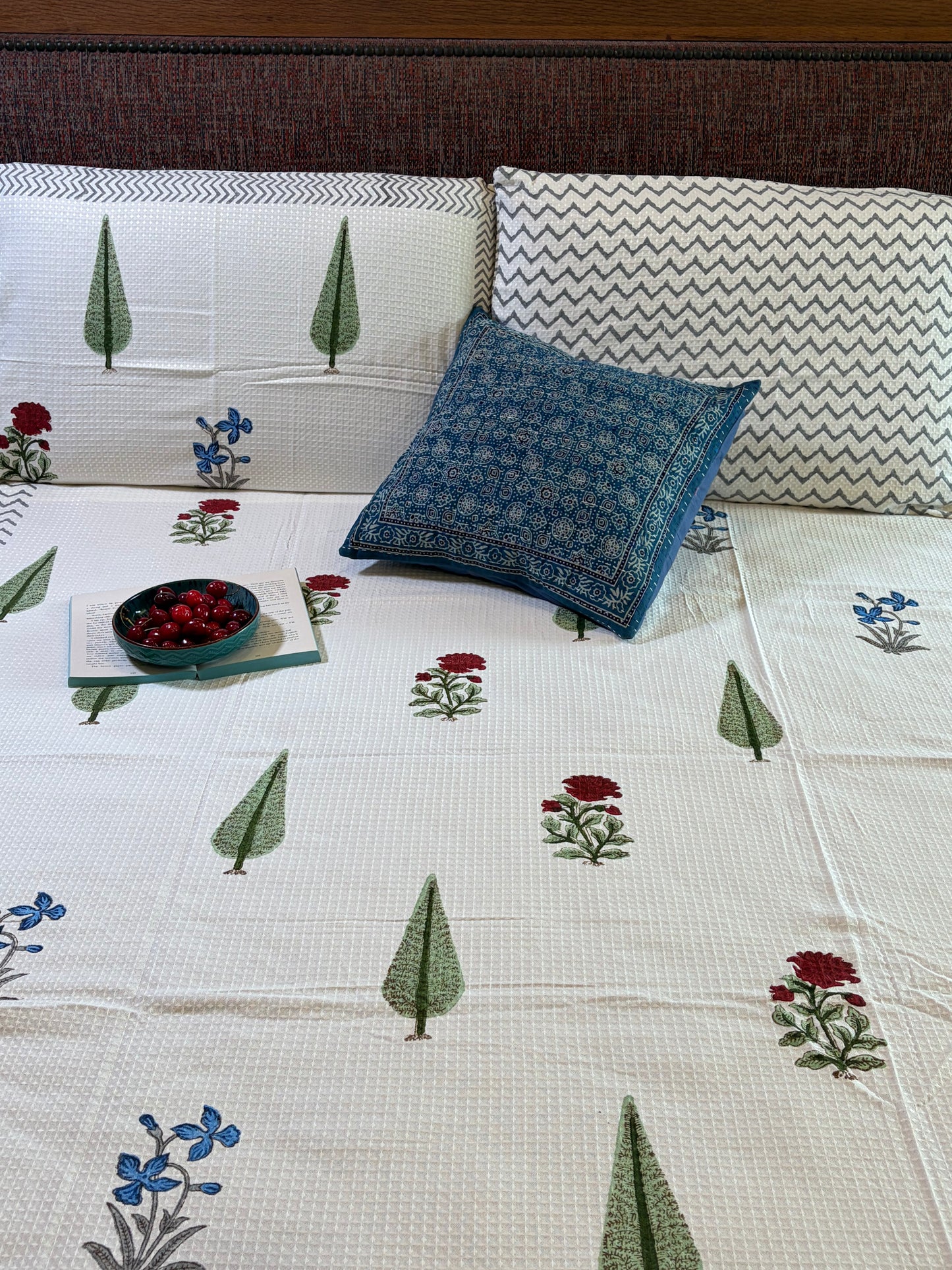Olive Cypress & Floral Bedcover