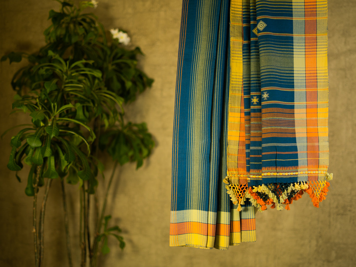 DARK BLUE BHUJODI SARI