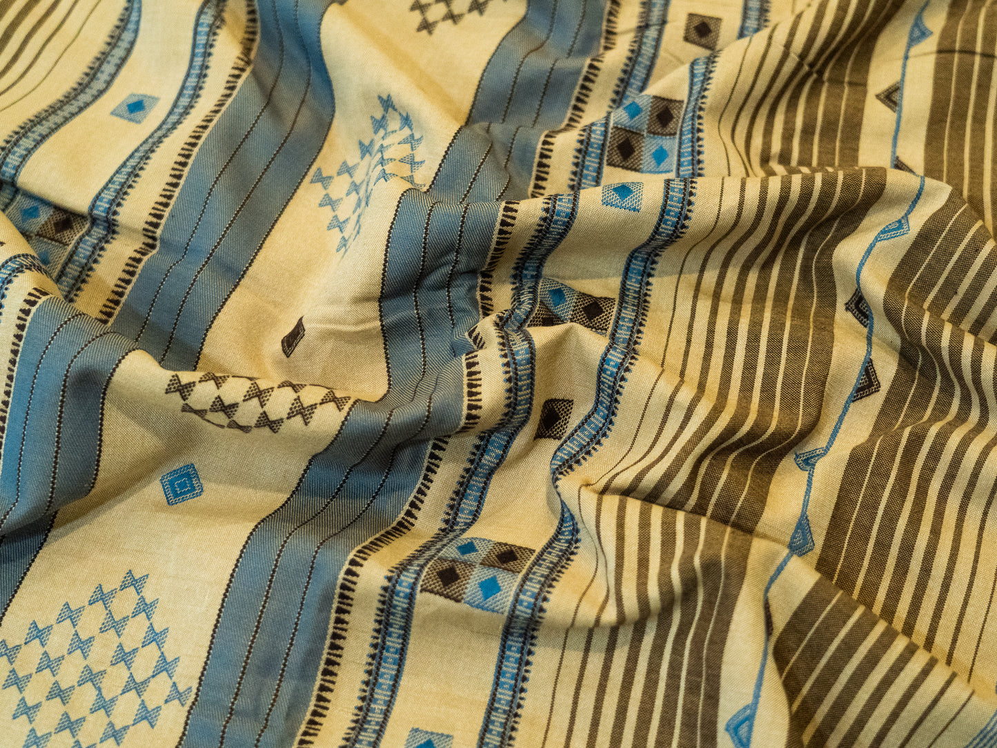 BEIGE BLUE BHUJODI SARI