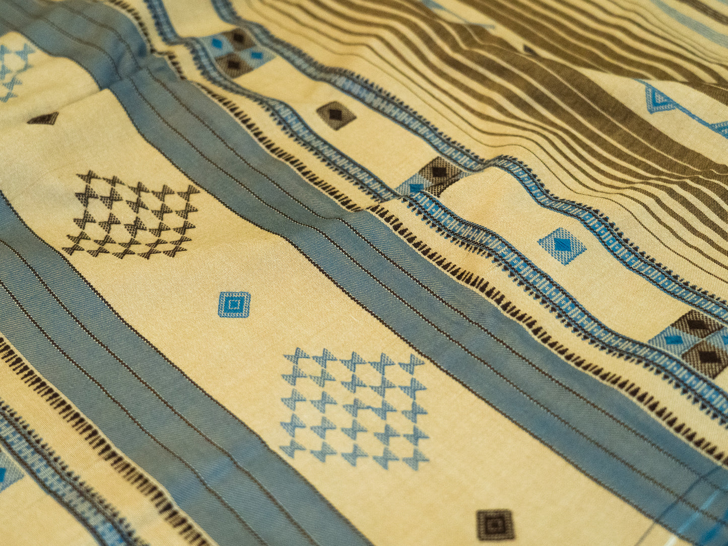 BEIGE BLUE BHUJODI SARI