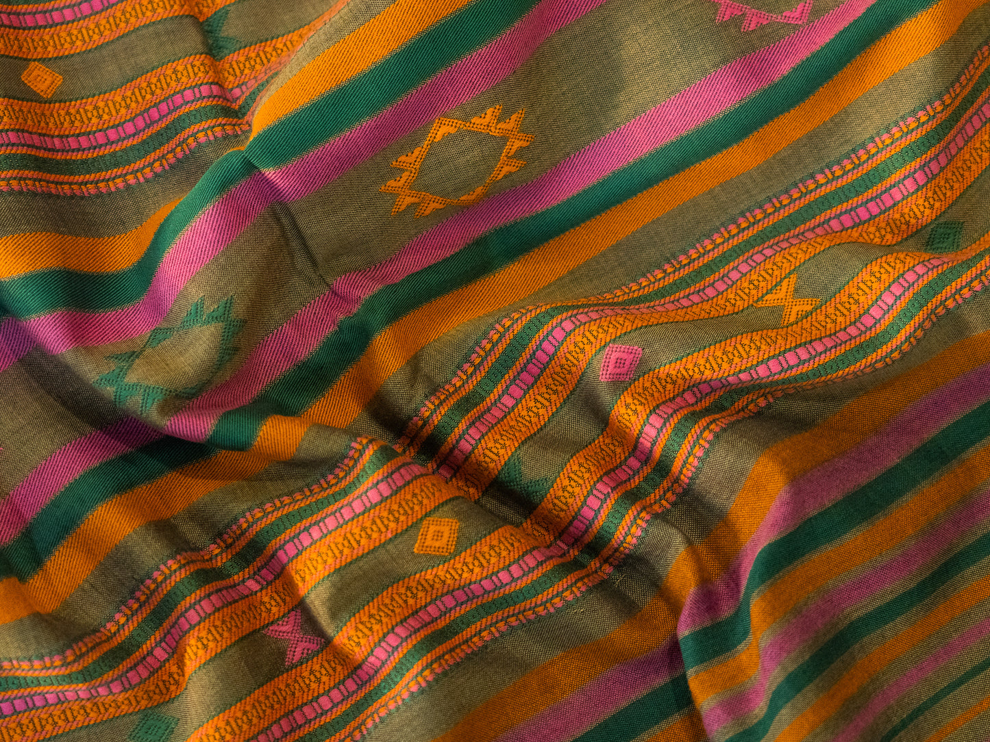 GREY ORANGE BHUJODI SARI