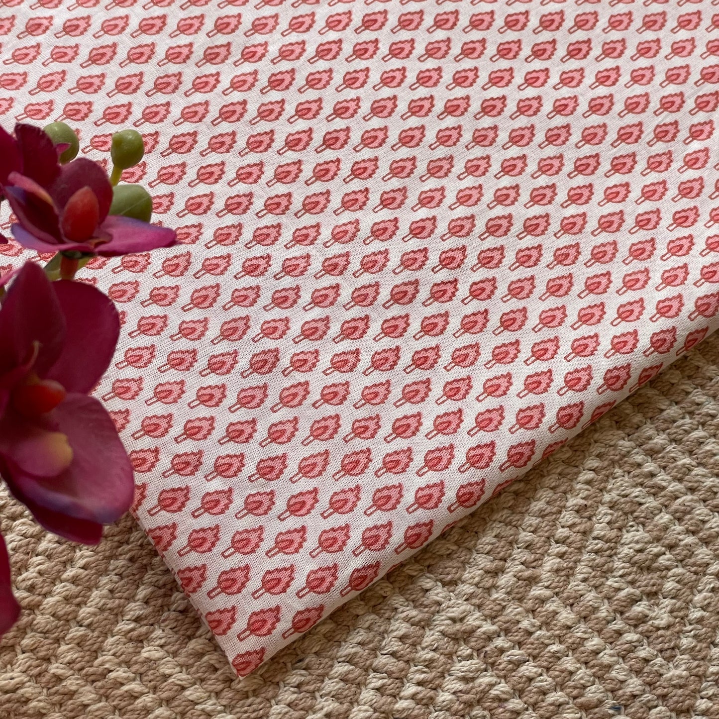 PINK HAND BLOCK PRINTED BLOUSE PIECE