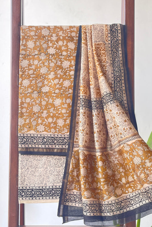 MUSTARD FLORAL HAND PRINT SUIT