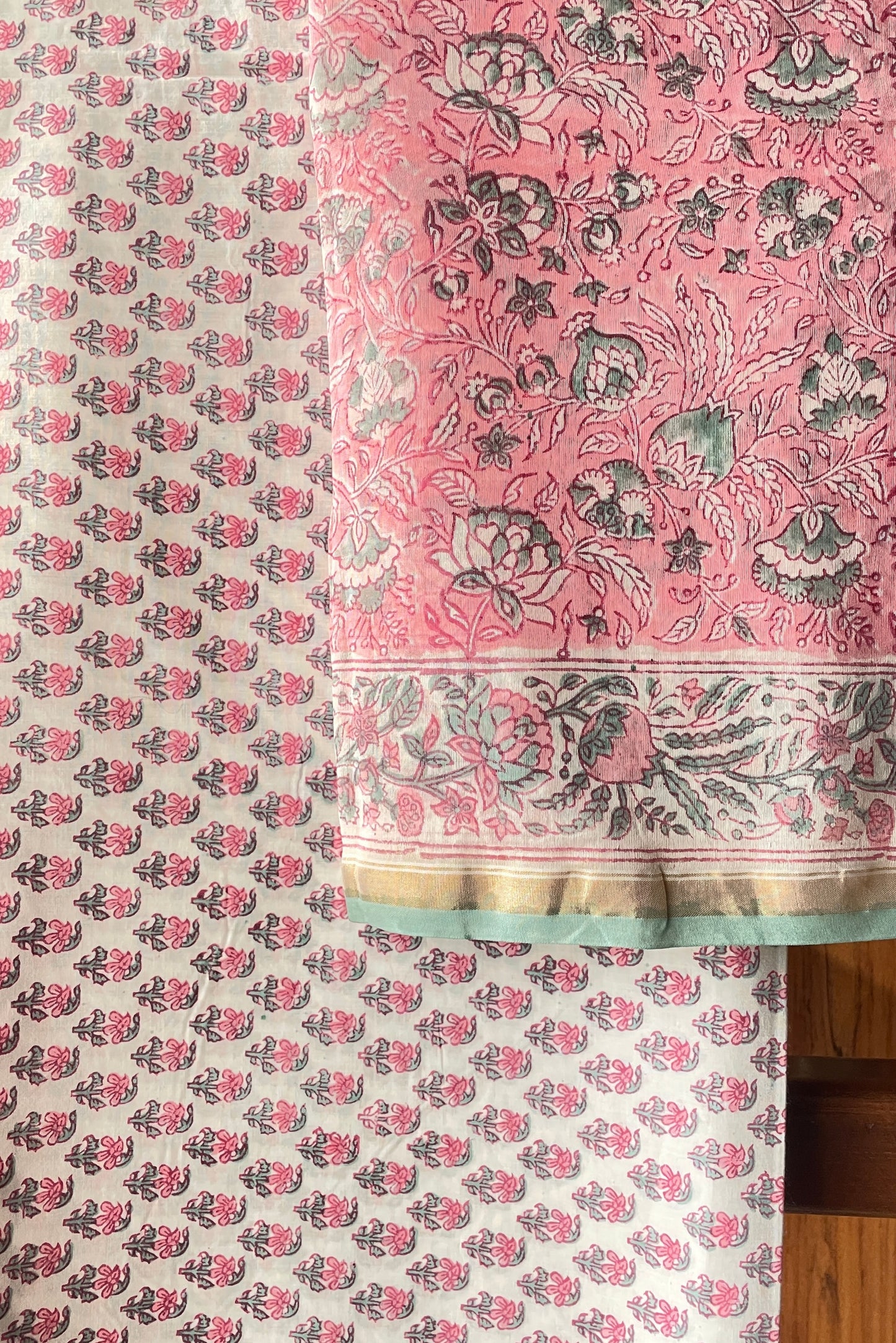 PINK FLORAL HAND PRINT SUIT
