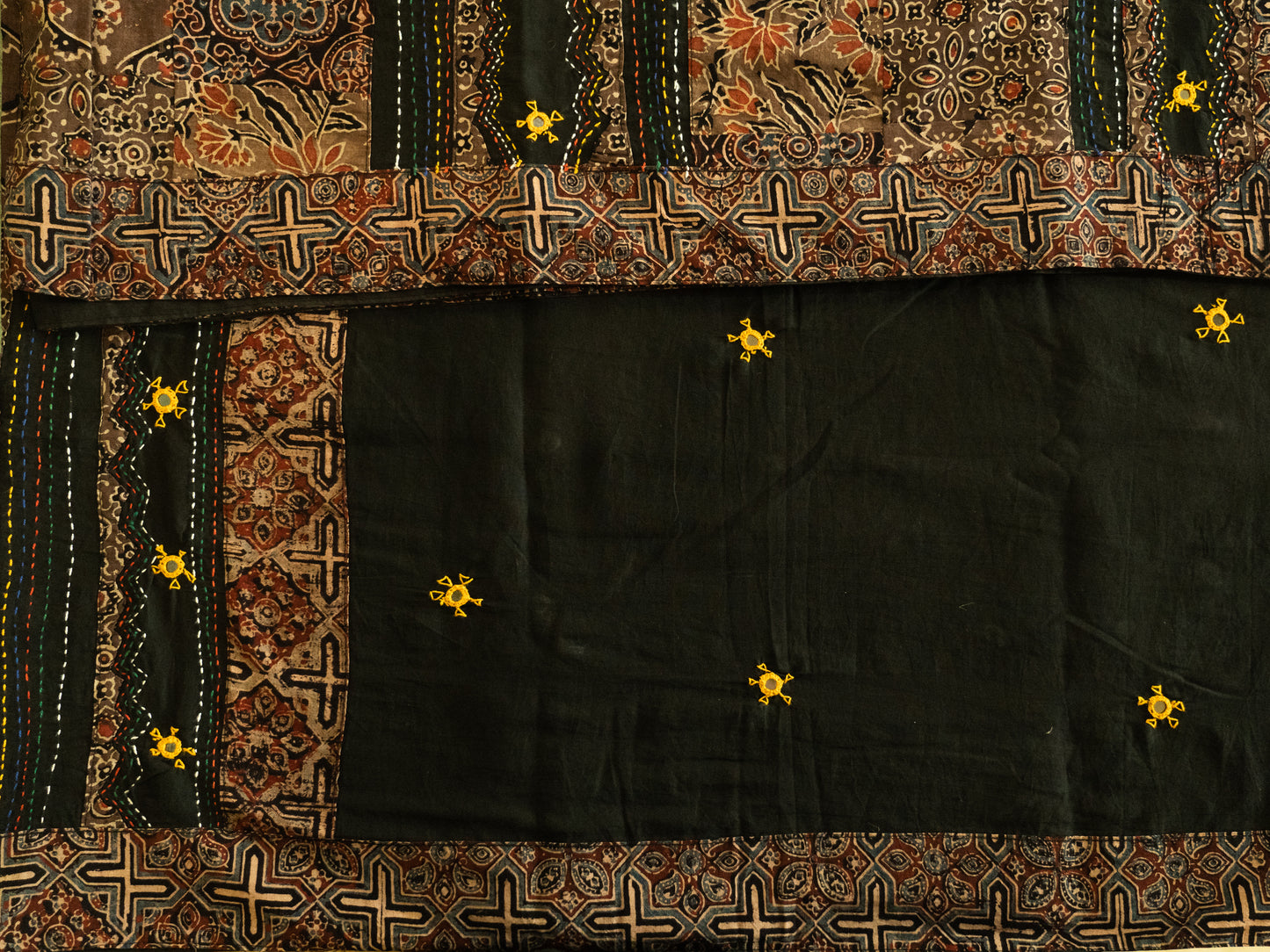 BLACK KALAMKARI PATCH WORK COTTON SARI