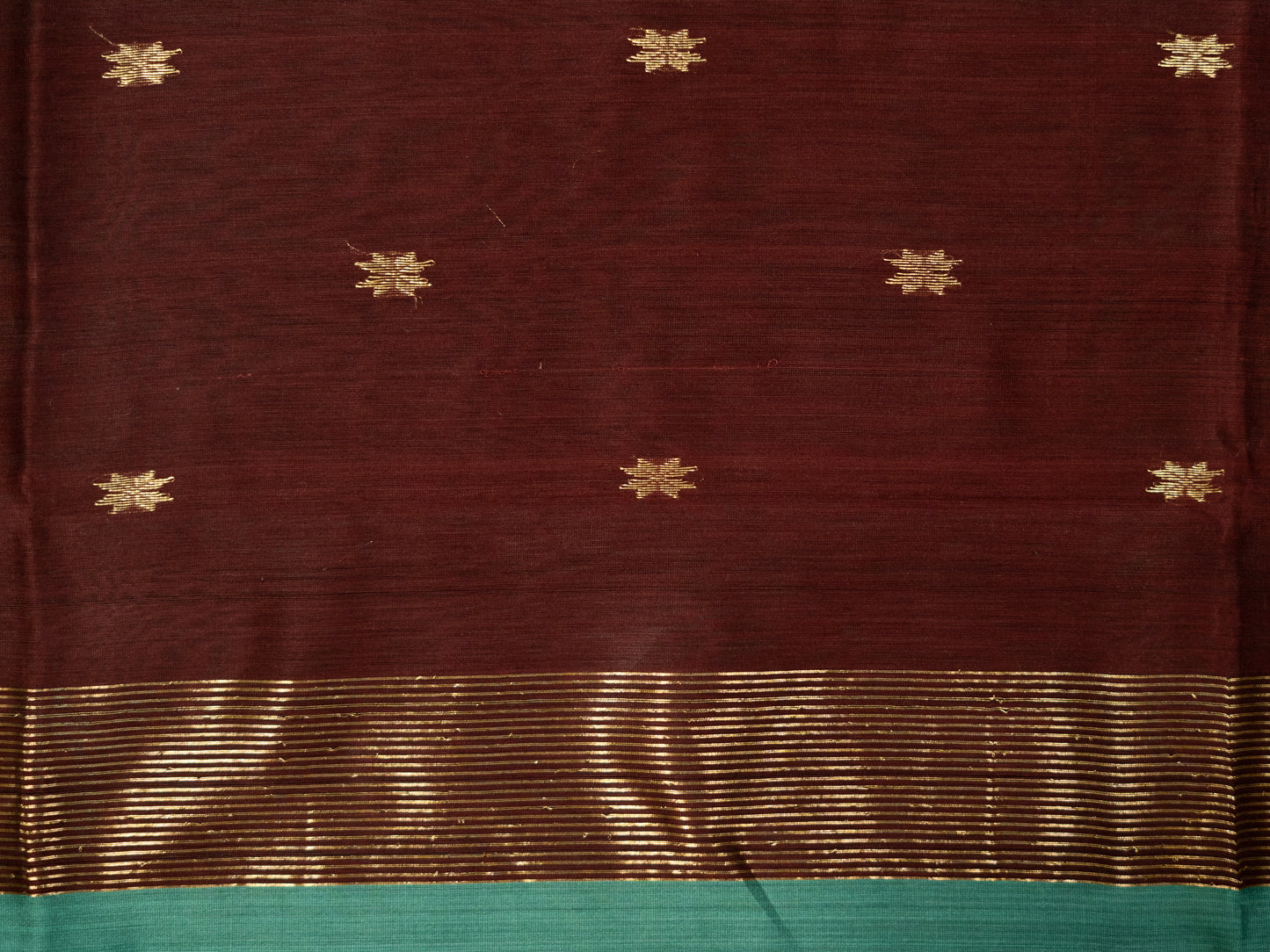 TEAL GREEN AND BROWN MAHESHWARI HANDLOOM SARI