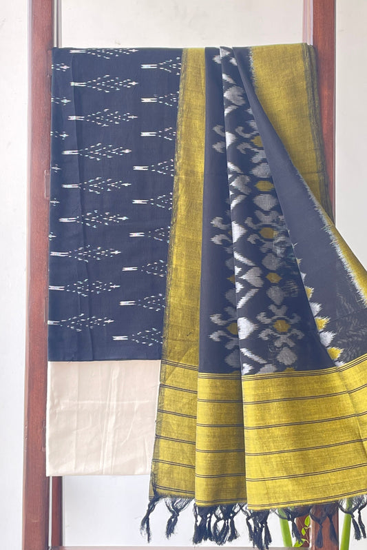 GREEN BLACK SINGLE IKKAT COTTON SUIT