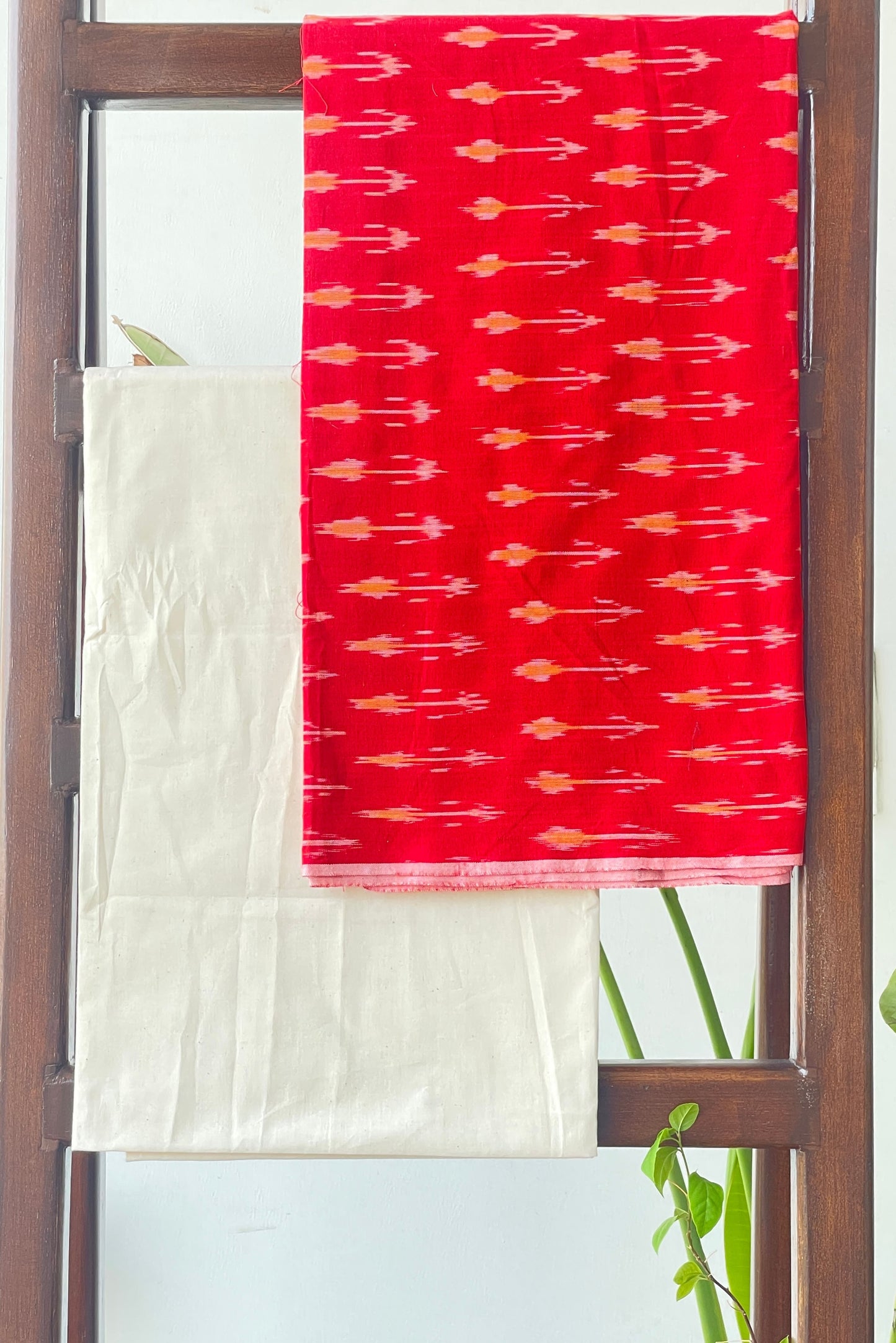 RED BLUE SINGLE IKKAT COTTON SUIT