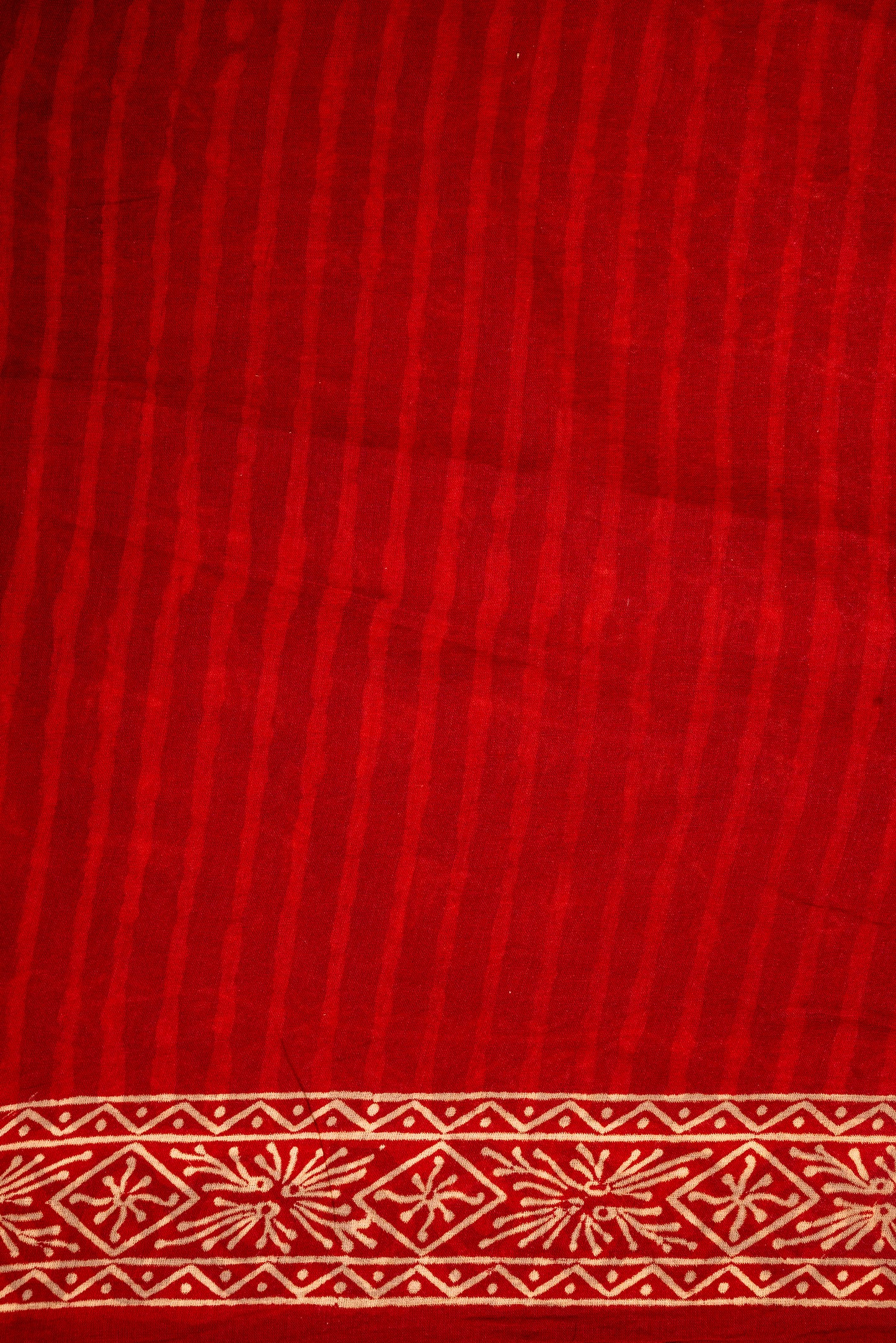 RED 'MAA' BLOCK PRINT COTTON SARI