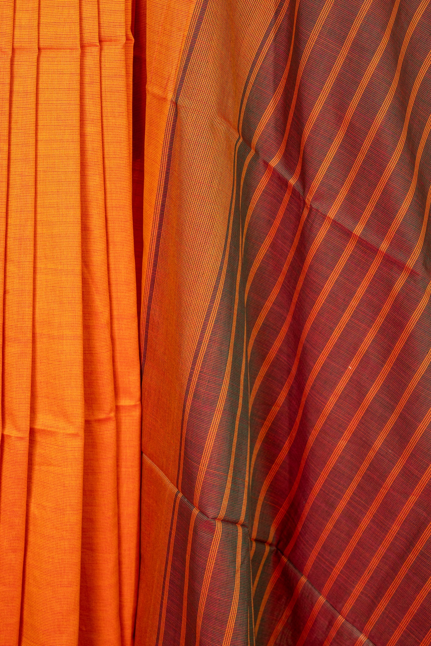 ORANGE PINK BORDER PURE HANDLOOM MAHESHWARI SARI