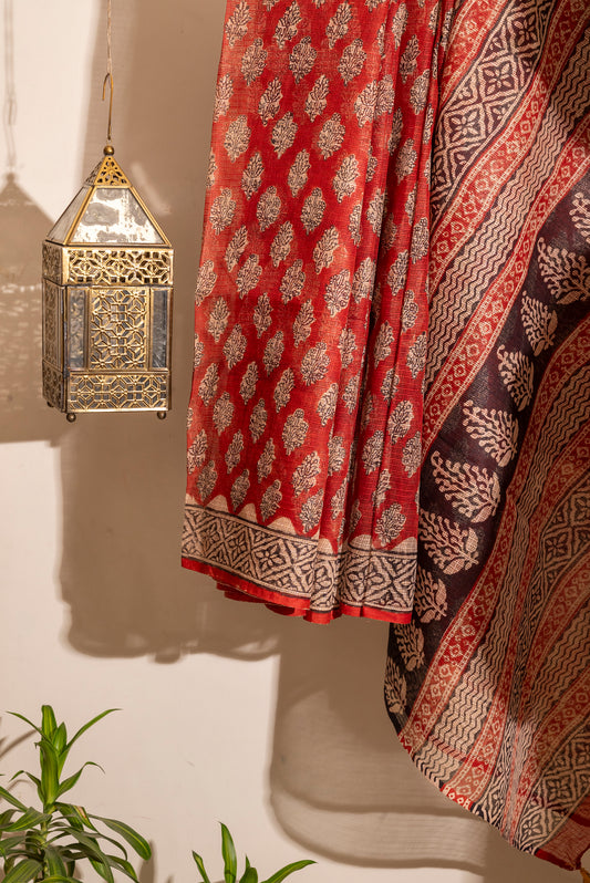 RED-WHITE MOTIF BLOCK PRINT KOTA DORIA SARI