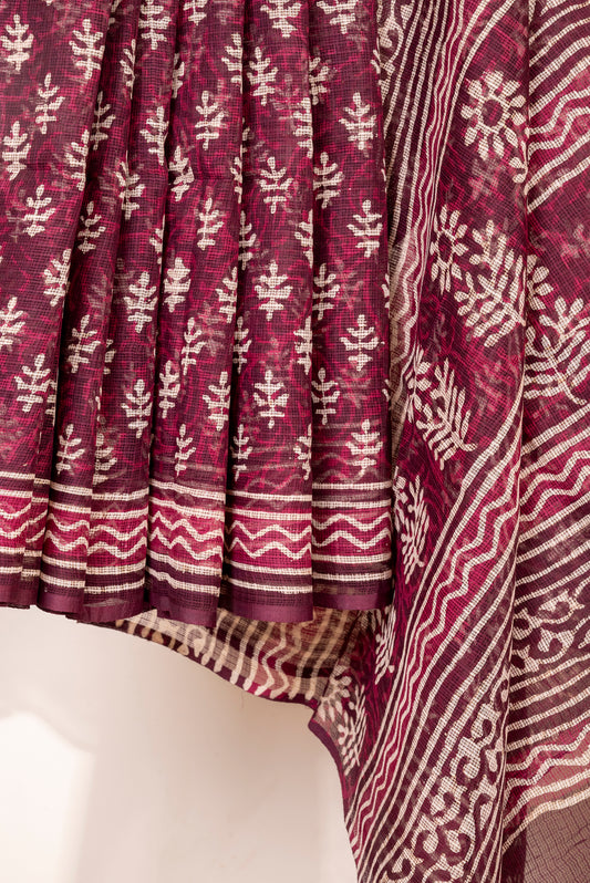 WINE-WHITE MOTIF BLOCK PRINT KOTA DORIA SARI