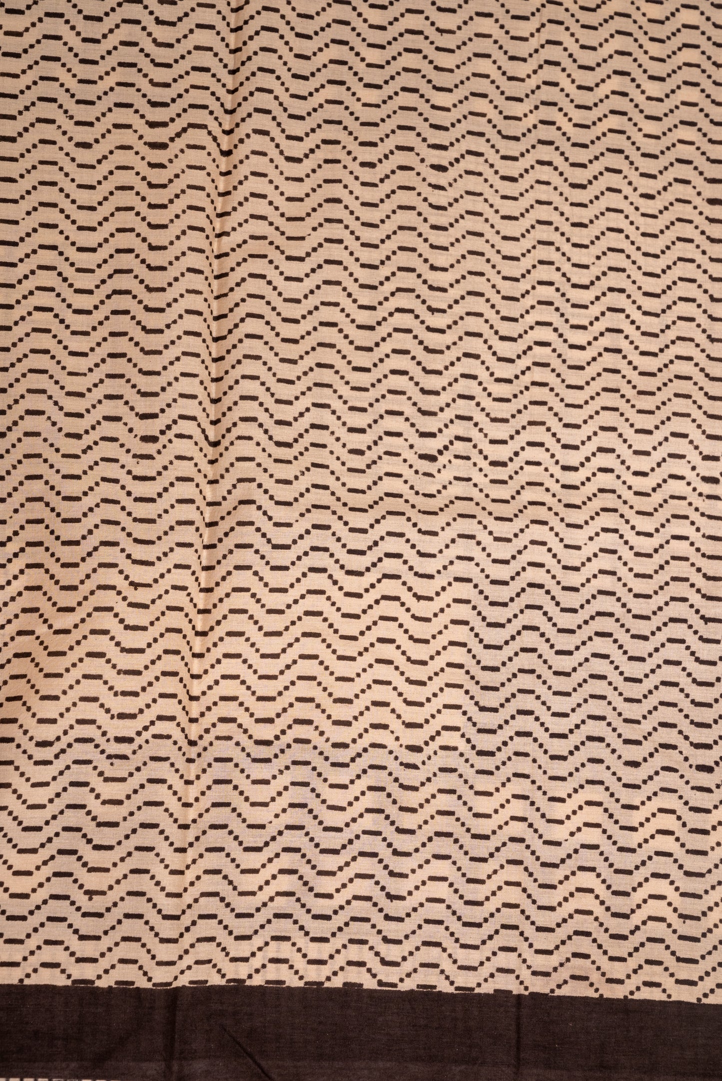 BLACK WHITE STRIPE BLOCK PRINT COTTON SARI