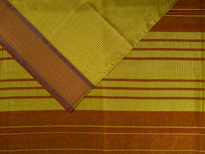 YELLOWISH GREEN MAROON CHECK MAHESHWARI HANDLOOM SARI