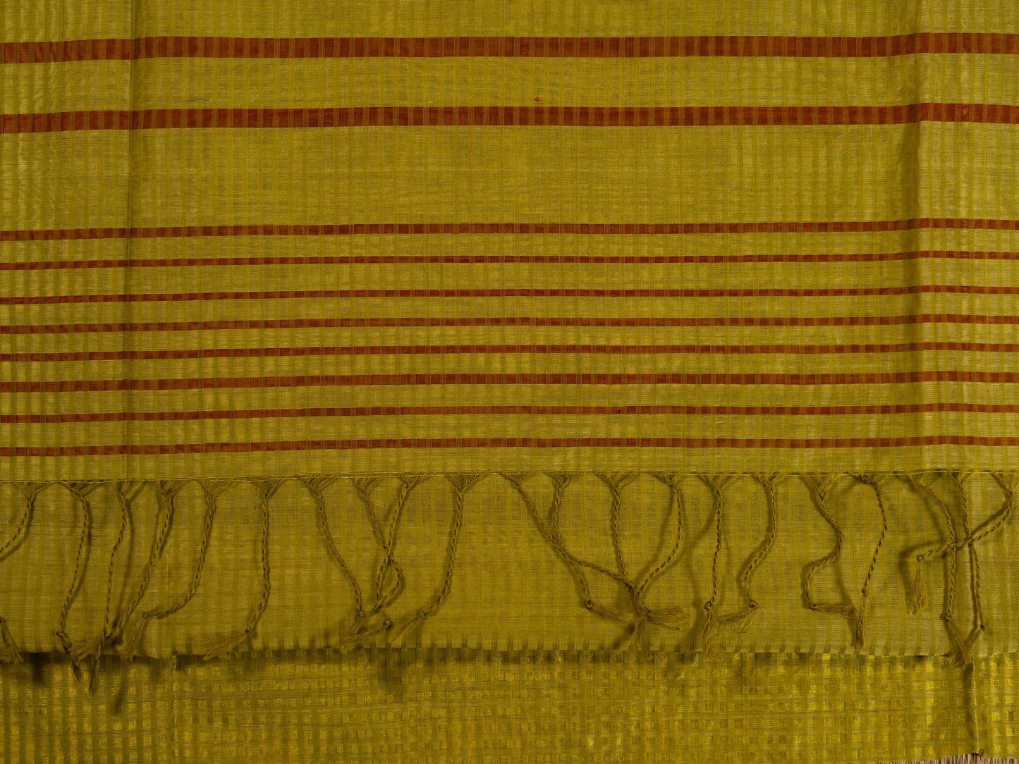YELLOWISH GREEN MAROON CHECK MAHESHWARI HANDLOOM SARI