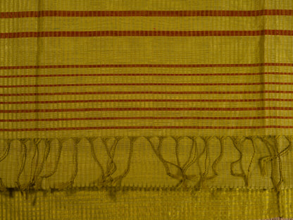 YELLOWISH GREEN MAROON CHECK MAHESHWARI HANDLOOM SARI