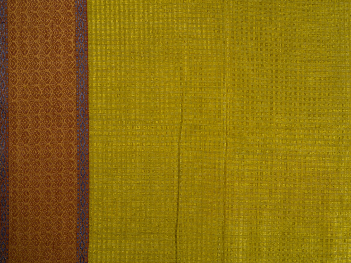 YELLOWISH GREEN MAROON CHECK MAHESHWARI HANDLOOM SARI