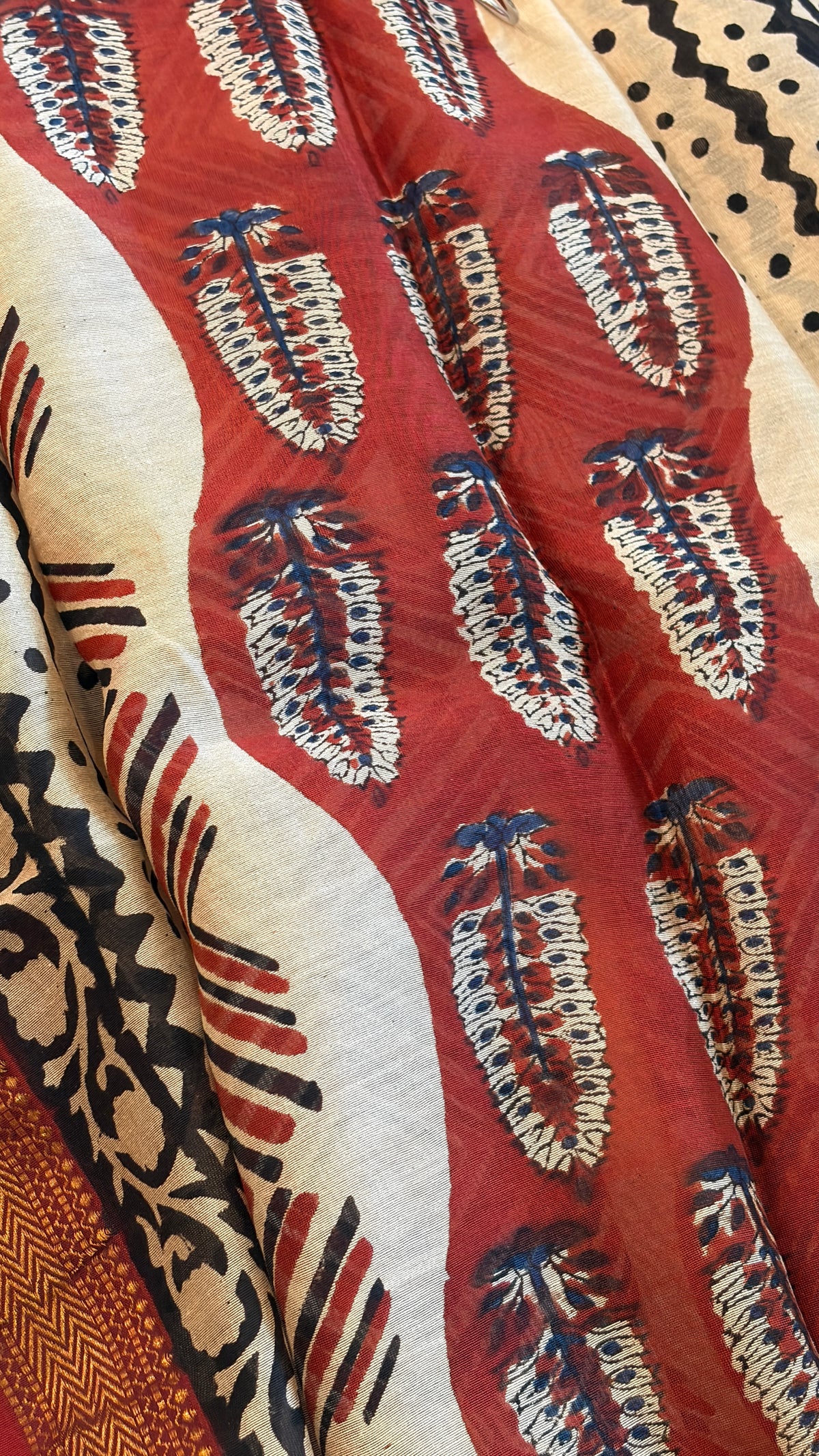 Rustic Maroon & Cream Hand Print Suit