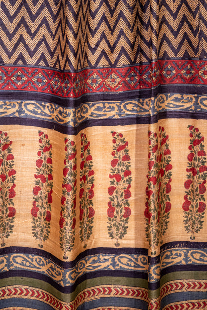 GEOMETRIC GRACE TUSSAR SILK SARI