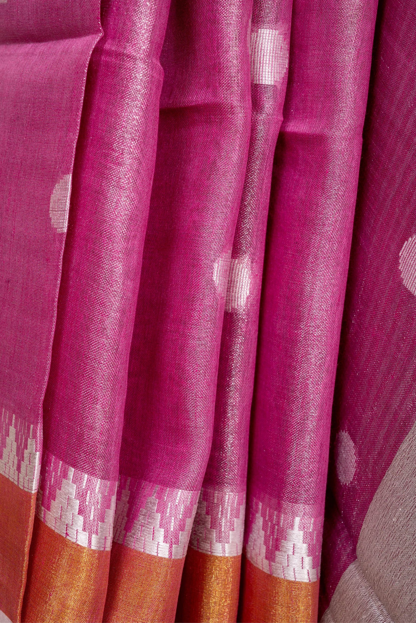 PINK SILVER BOOTI TISSUE LINEN SARI