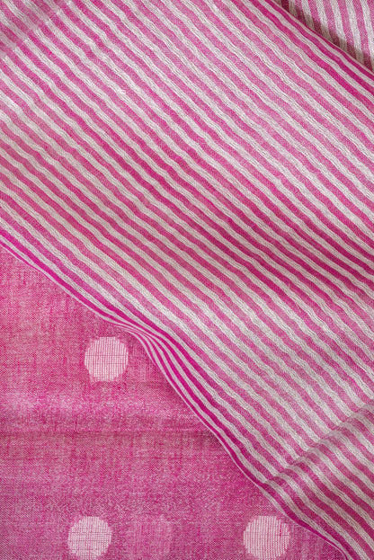 PINK SILVER BOOTI TISSUE LINEN SARI