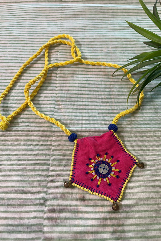 PINK FABRIC HAND EMBROIDERED NECK-PIECE