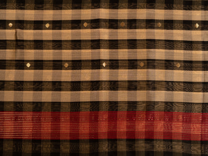 BLACK & RED CHECK MAHESHWARI HANDLOOM SARI