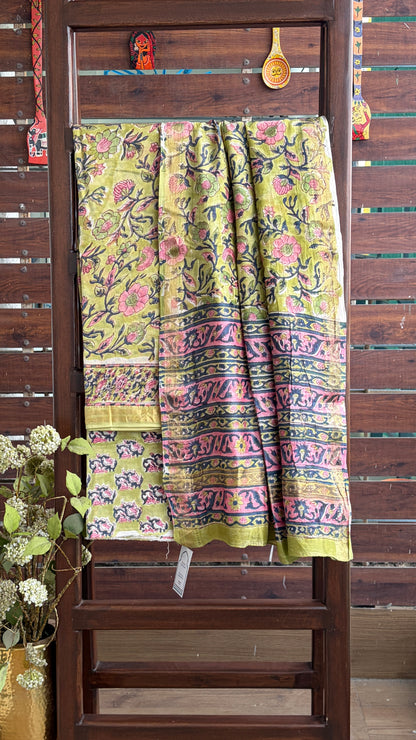 SAGE GREEN PINK HAND PRINT SUIT