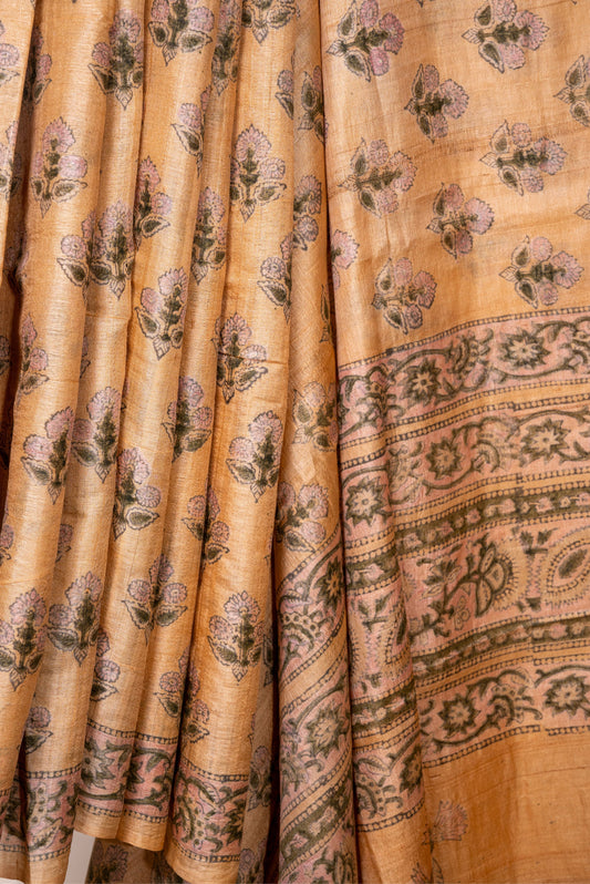 FLORAL TAPESTRY TUSSAR SILK SARI