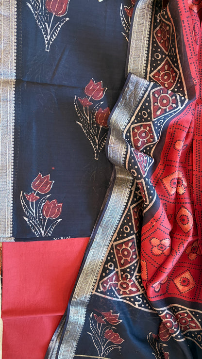 Black & Red Tulip Hand Print Suit