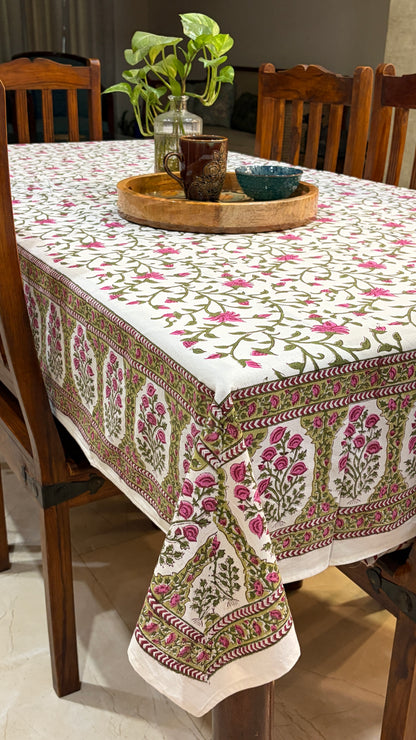 Green Vine & Pink Floral Tablecover