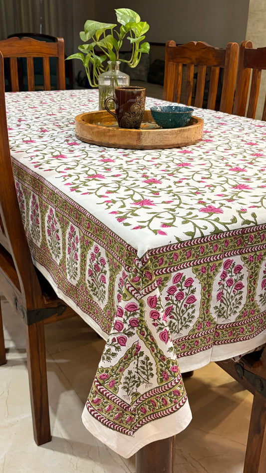 Green Vine & Pink Floral Tablecover