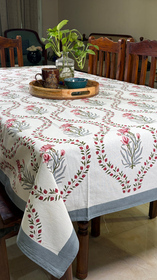 Pink Tulip on Ivory Tablecover