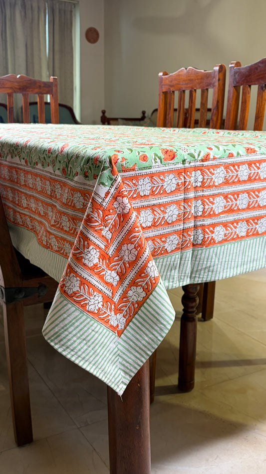 Green & Orange Floral Tablecover