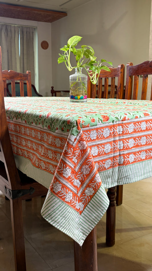 Green & Orange Floral Tablecover