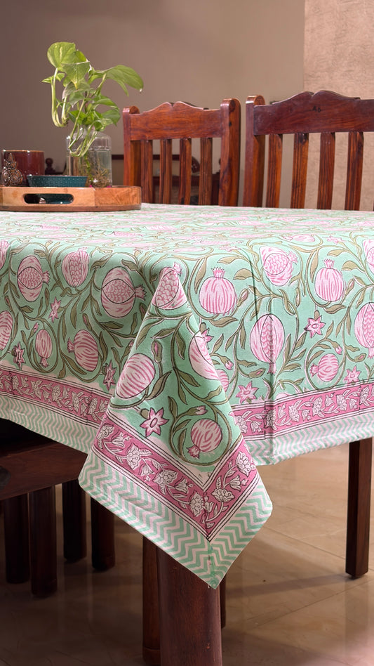 Green & Pink Floral Tablecover