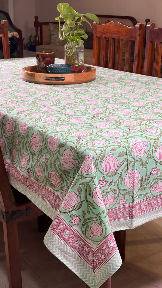 Green & Pink Floral Tablecover