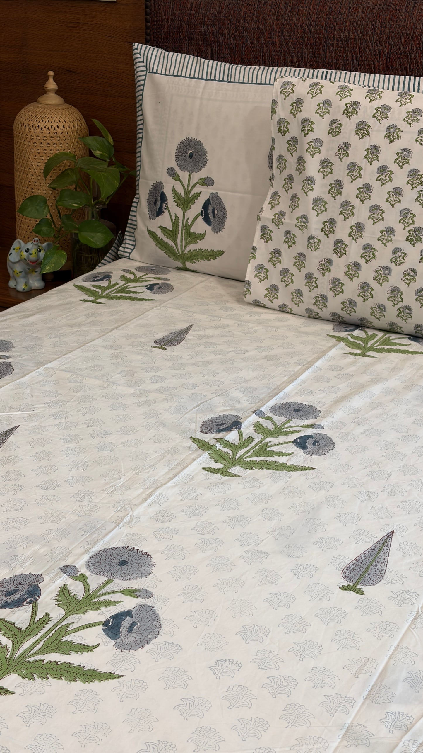 Grey-Blue & Sage Bedsheet