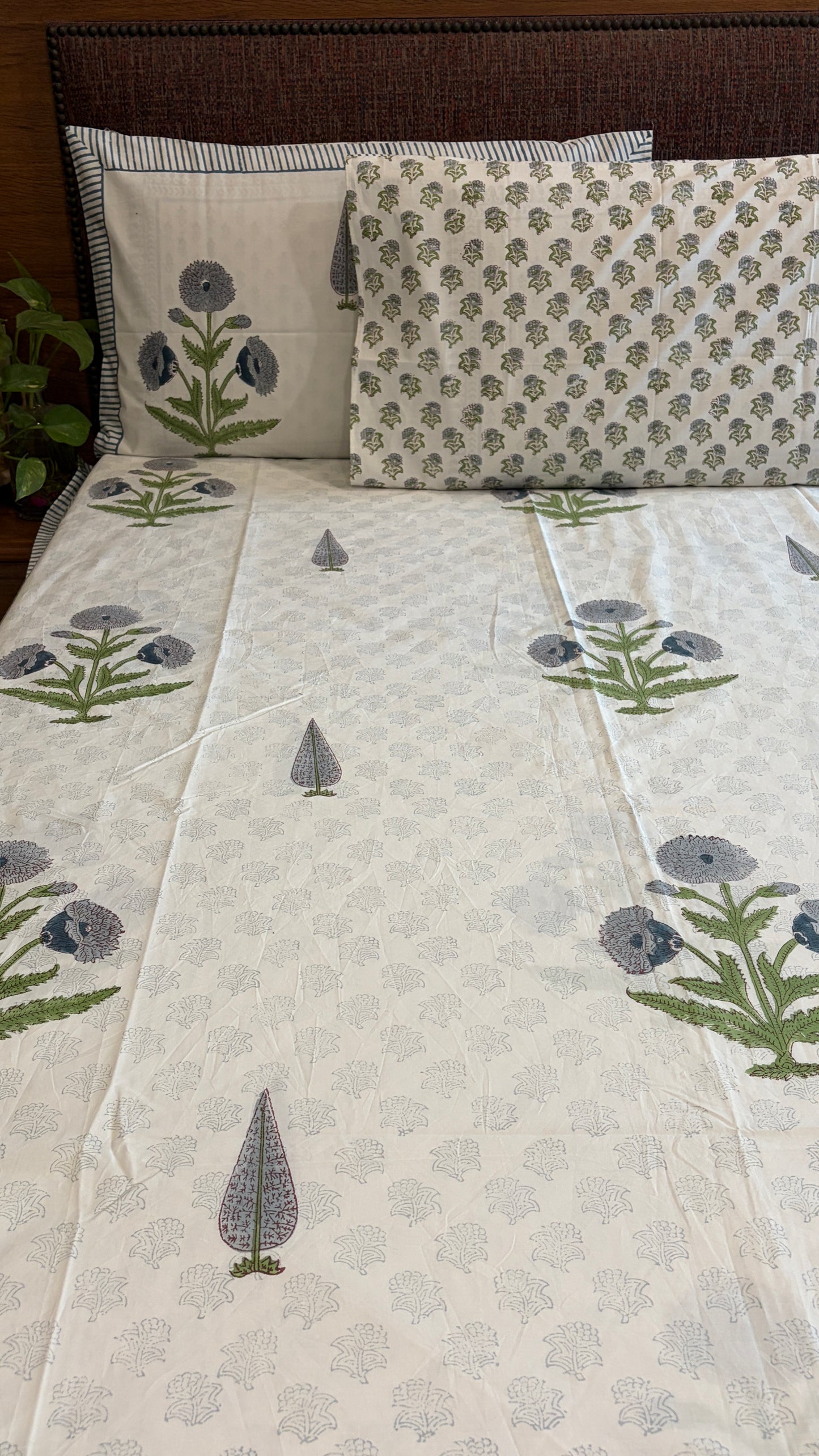 Grey-Blue & Sage Bedsheet