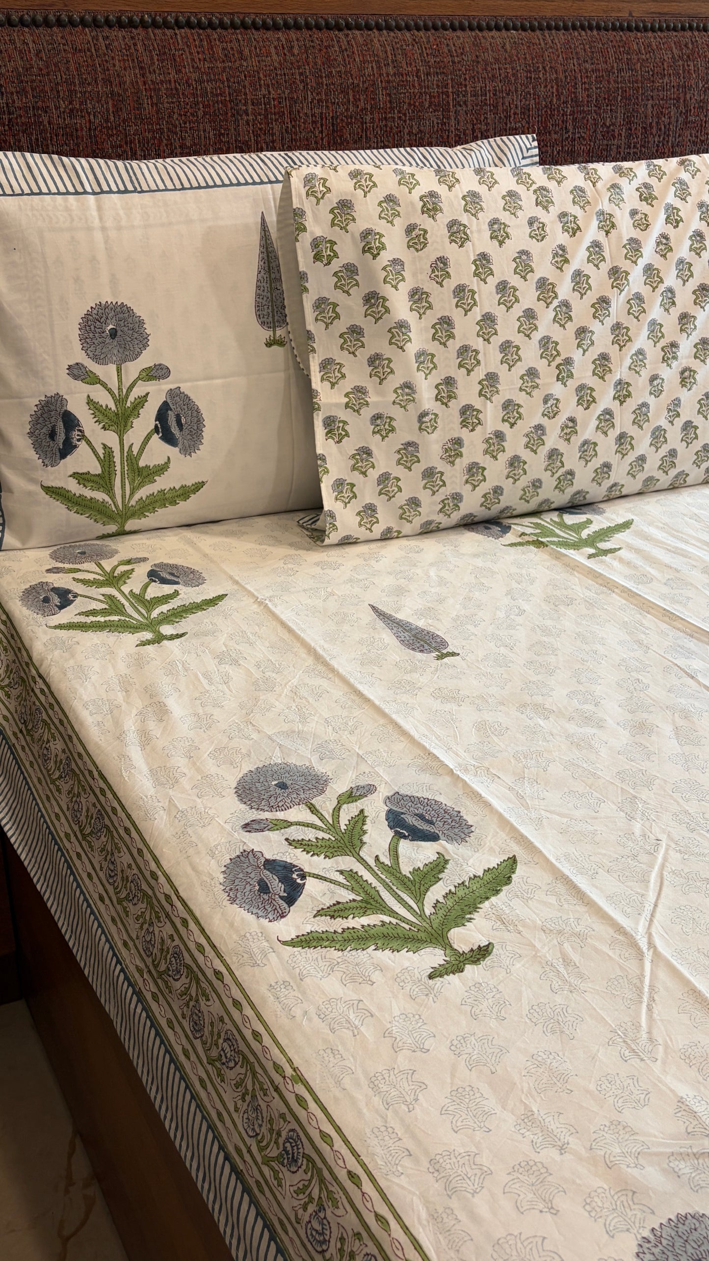 Grey-Blue & Sage Bedsheet