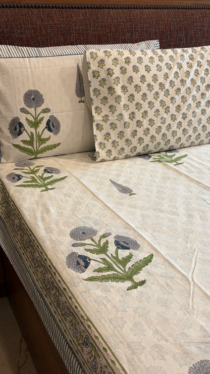 Grey-Blue & Sage Bedsheet