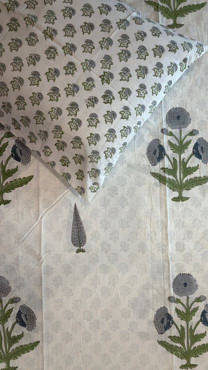 Grey-Blue & Sage Bedsheet