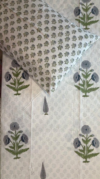 Grey-Blue & Sage Bedsheet