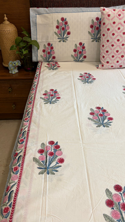 Off-White with Crimson Bedsheet